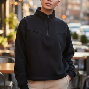 Women's Black Half-Zip Sweatshirt  by Zella (Nordstrom)  size: Small